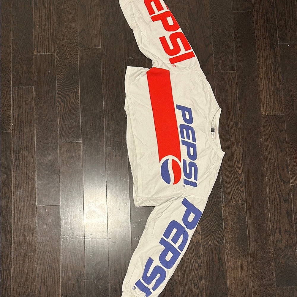 Pepsi Red and Blue Logo Cropped Long Sleeve Shirt